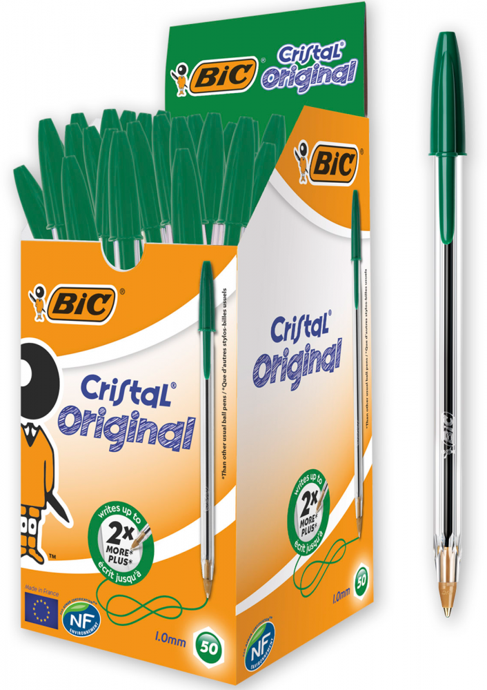 50x Długopis Bic, Cristal, 1mm zielony