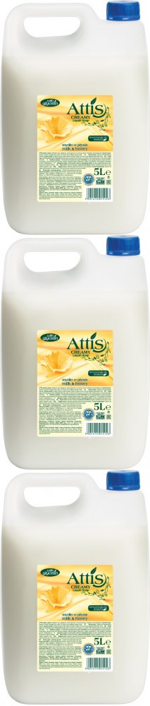 3x Mydło w płynie Attis Gold Drop Creamy mleko i miód, zapas, 5l