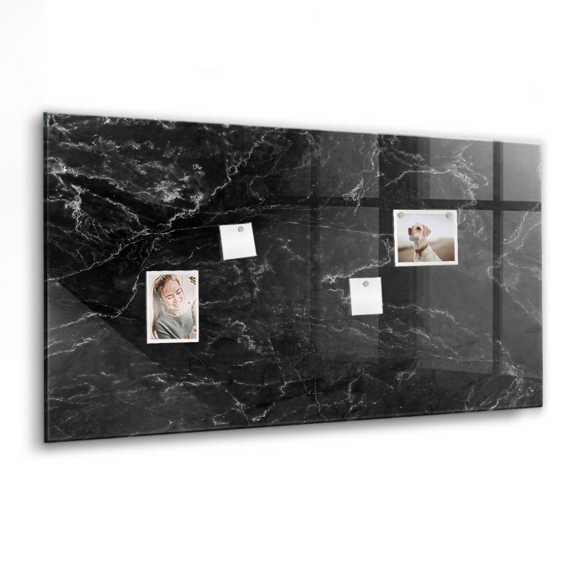 Szklana tablica magnetyczna Wallfluent 120x60 cm Czarny marmur Biały marker 1 szt.
