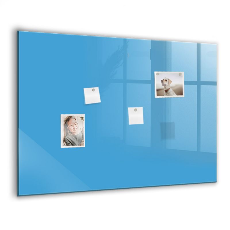 Szklana tablica magnetyczna Wallfluent 100x70 cm Kolor błękitny Czarny marker 1 szt.