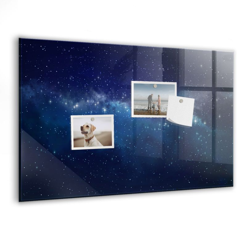 Szklana tablica magnetyczna Wallfluent 60x40 cm Ciemne niebo gwiazdy Biały marker 1 szt.
