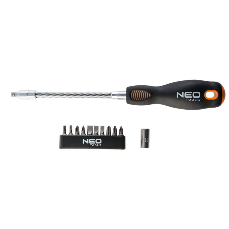Wkrętak z giętkim grotem NEO TOOLS 10 końcówek wkrętakowyc SvCm 1 kpl