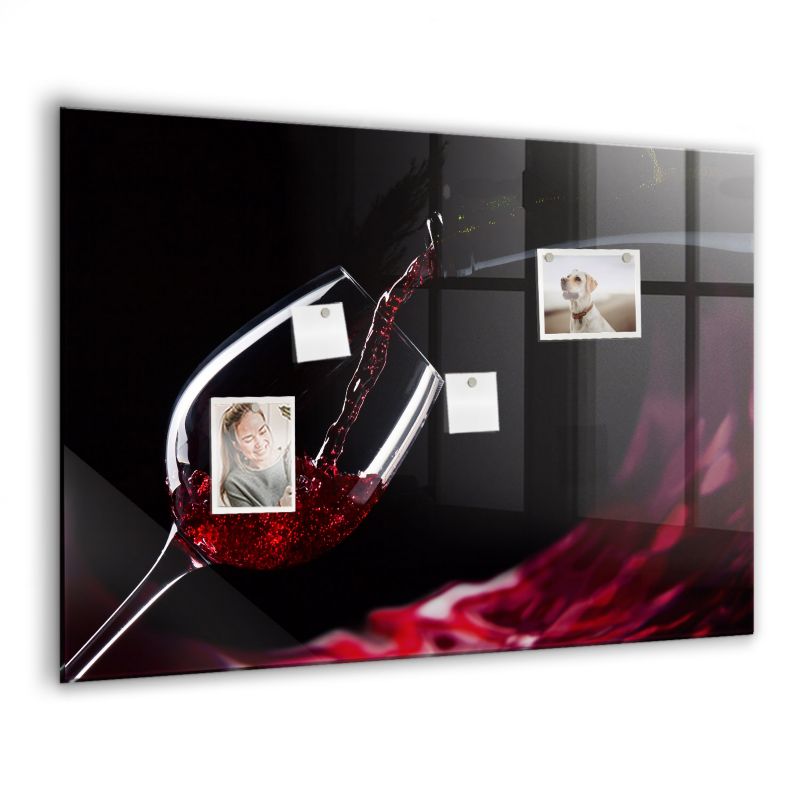 Szklana tablica magnetyczna Wallfluent 100x70 cm Wino Biały marker 1 szt.