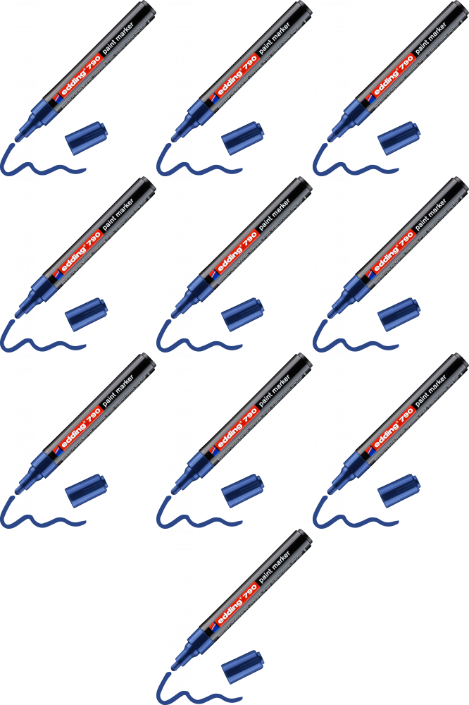 10x Marker olejowy edding, 790, okrągła, 2-3mm, niebieski