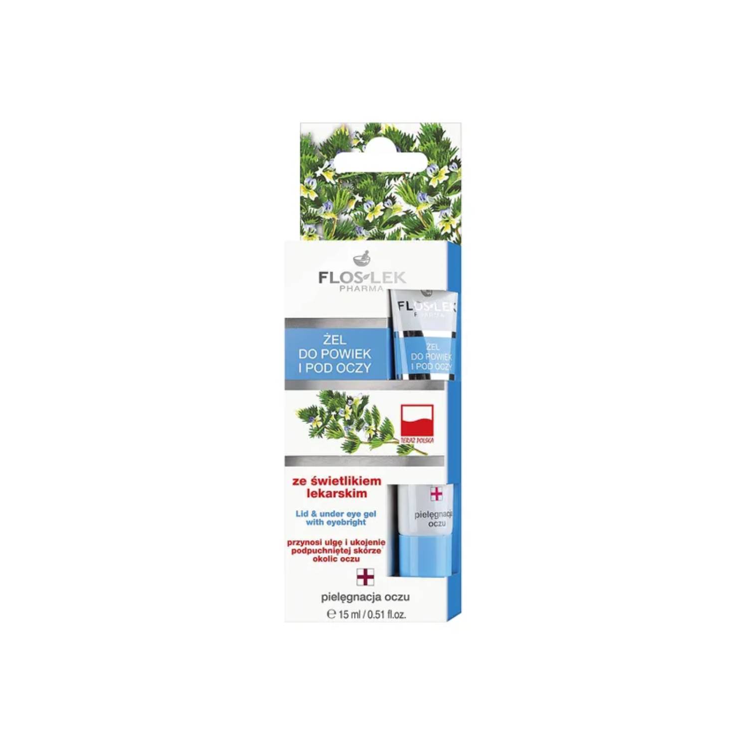 Floslek - żel do powiek pod oczy ze świetlikiem lekarskim, 15 ml
