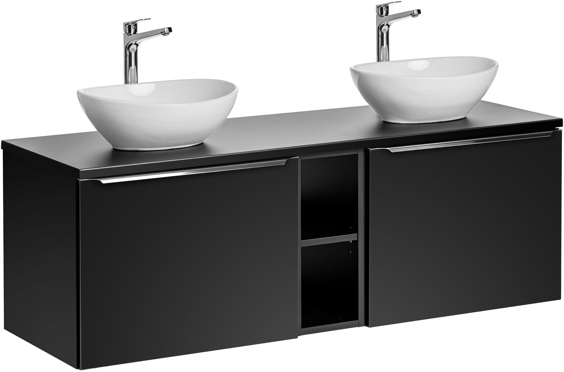 Zestaw Comad Santa Fe Black szafka podumywalkowa 140 cm z umywalkami nablatowymi SET-SFBL B 140CM UN. LOLA GW
