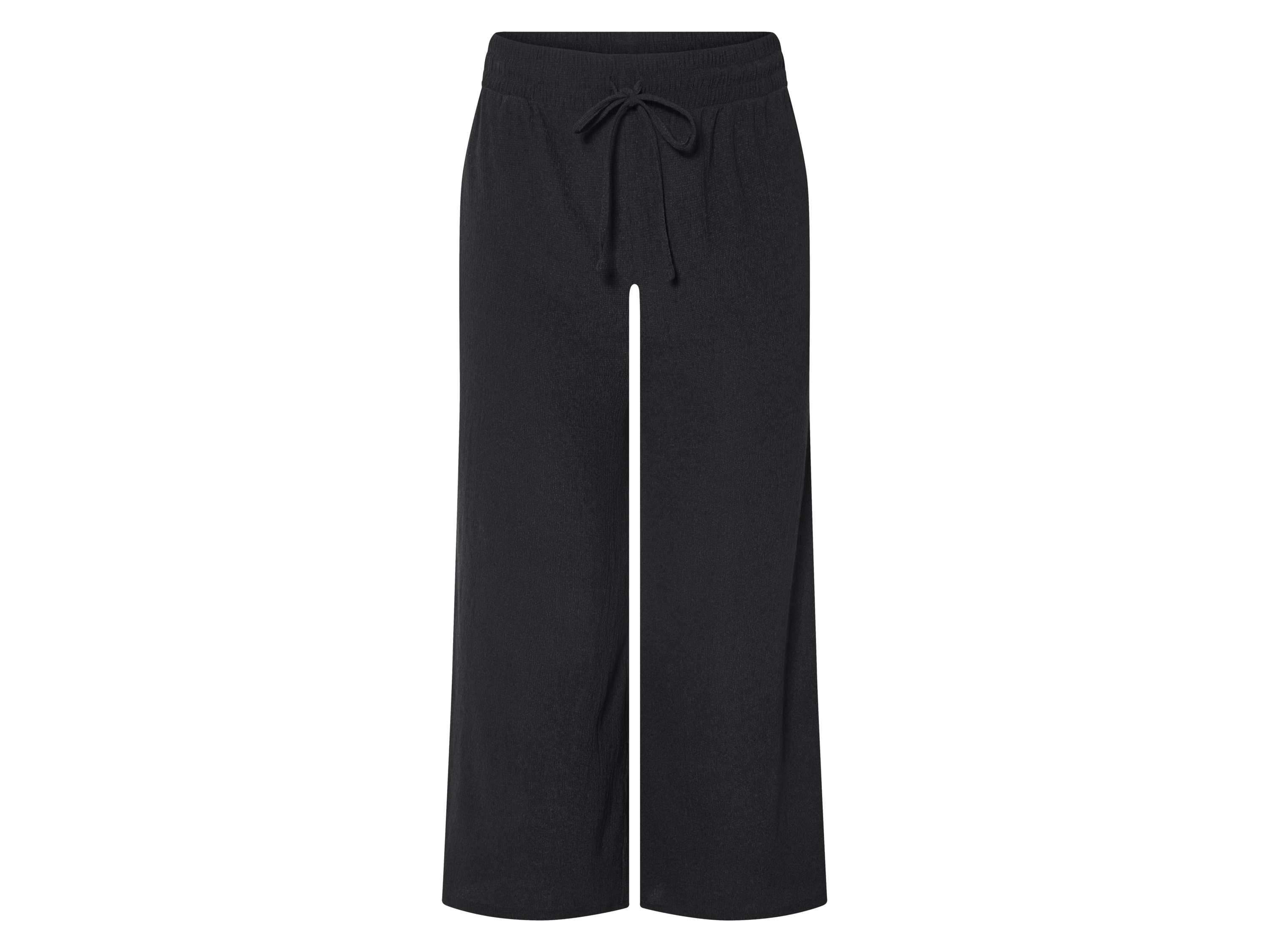 esmara Spodnie damskie PLUS SIZE XXL, czarne, szerokie nogawki, z efektem krepy, 3XL (56/58), z kieszeniami, elastyczny pas
