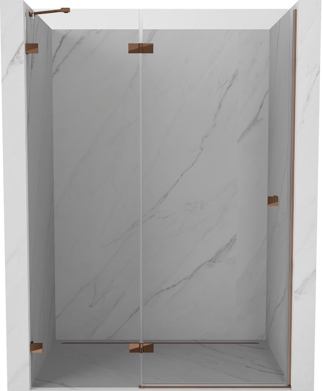 Drzwi prysznicowe uchylne Mexen Lunar różowe złoto 140 x 200 cm 1 szt.