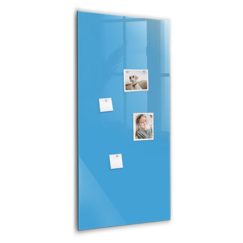 Szklana tablica magnetyczna Wallfluent 60x120 cm Kolor błękitny Czarny marker 1 szt.