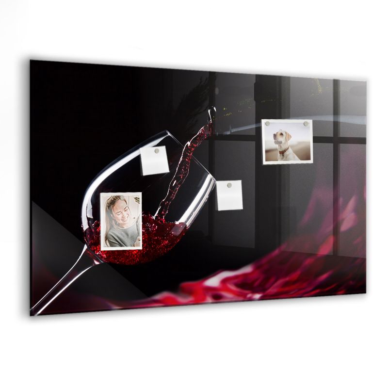 Szklana tablica magnetyczna Wallfluent 90x60 cm Wino Biały marker 1 szt.