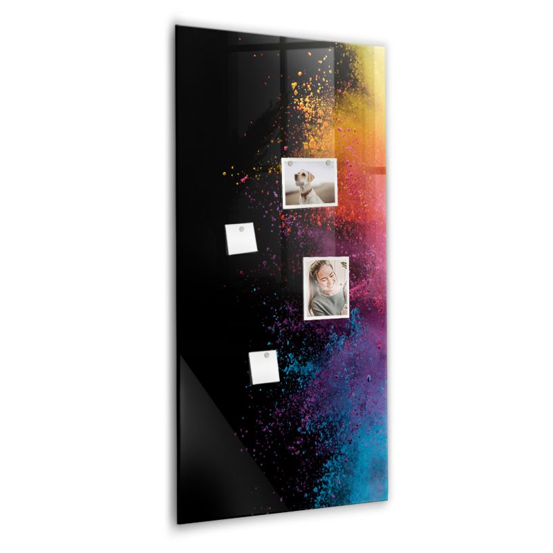 Szklana tablica magnetyczna Wallfluent 60x120 cm Kolorowy proszek Biały marker 1 szt.