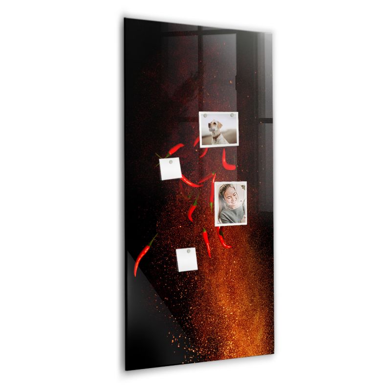 Szklana tablica magnetyczna Wallfluent 60x120 cm Ostre papryczki Biały marker 1 szt.