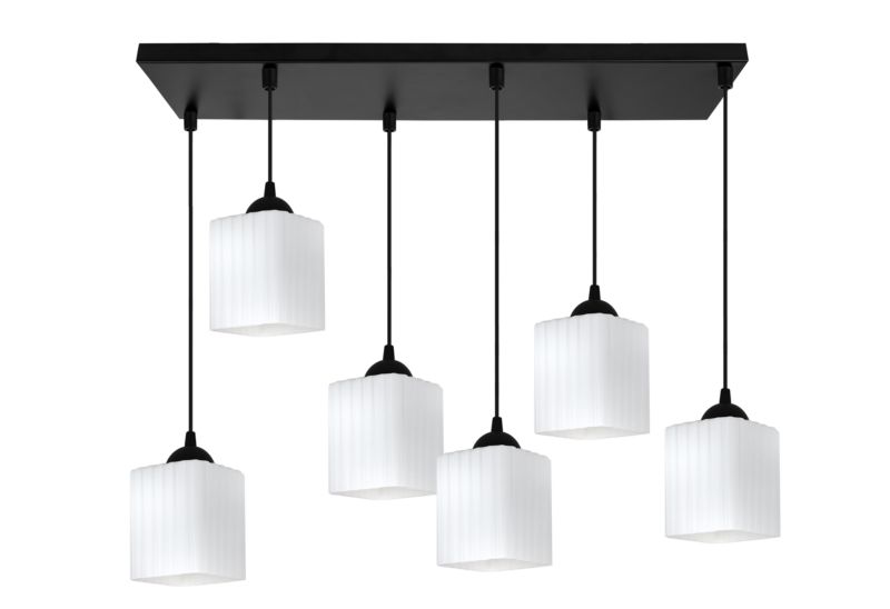 Lampa sufitowa wisząca Light Home LH Riffle 6x E27 60W czarny/biały 1szt.