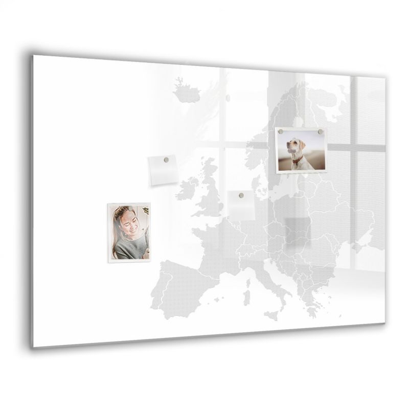Szklana tablica magnetyczna Wallfluent 100x70 cm Mapa europy Czarny marker 1 szt.