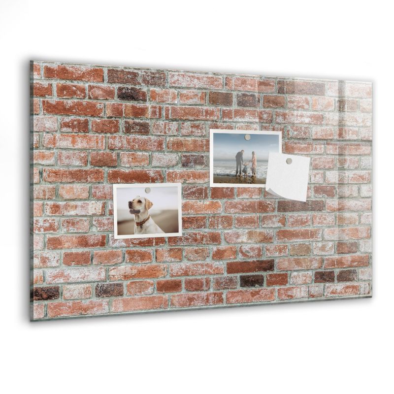 Szklana tablica magnetyczna Wallfluent 60x40 cm Cegła mur Biały marker 1 szt.