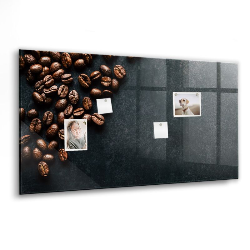 Szklana tablica magnetyczna Wallfluent 120x60 cm Ziarna kawy Biały marker 1 szt.