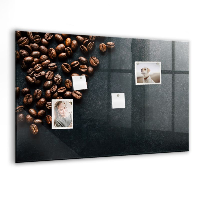 Szklana tablica magnetyczna Wallfluent 90x60 cm Ziarna kawy Biały marker 1 szt.