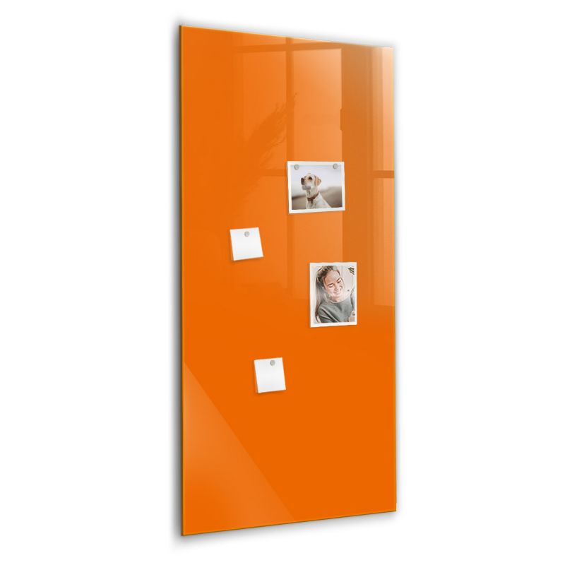 Szklana tablica magnetyczna Wallfluent 60x120 cm Kolor pomarańczowy Czarny marker 1 szt.