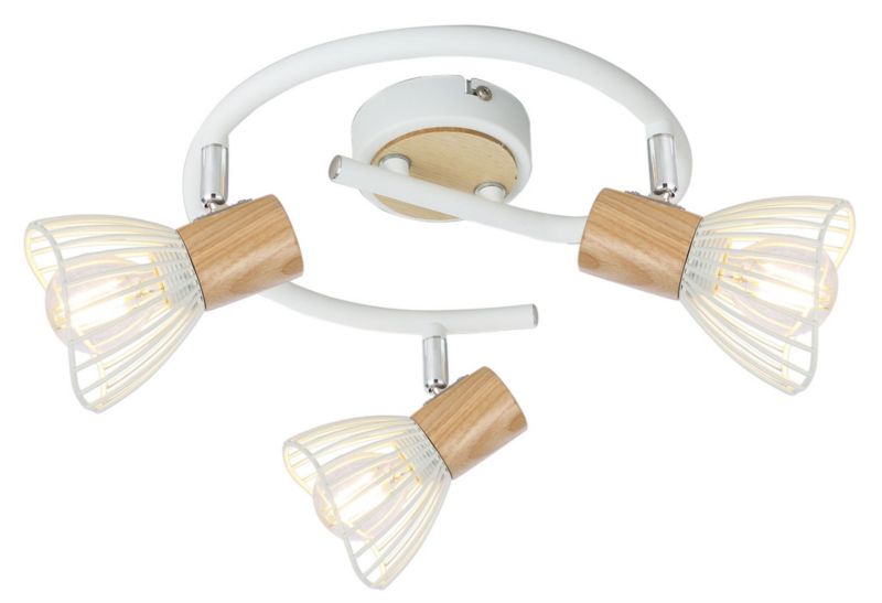 Lampa sufitowa wisząca Candellux Chile biała naturalne drewno wym: 15 x 42 x 42 cm 3xE14 x 25W 1 szt.