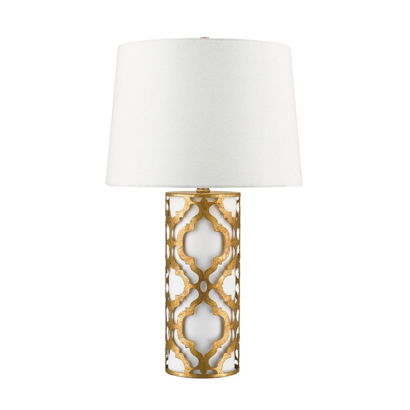 Lampka stołowa Gilded Nola Arabella postarzane złoto-biała 1 x E27 x 60W IP20 wym: 69.6 x 40 x 15.3 cm tkanina - 1 szt.