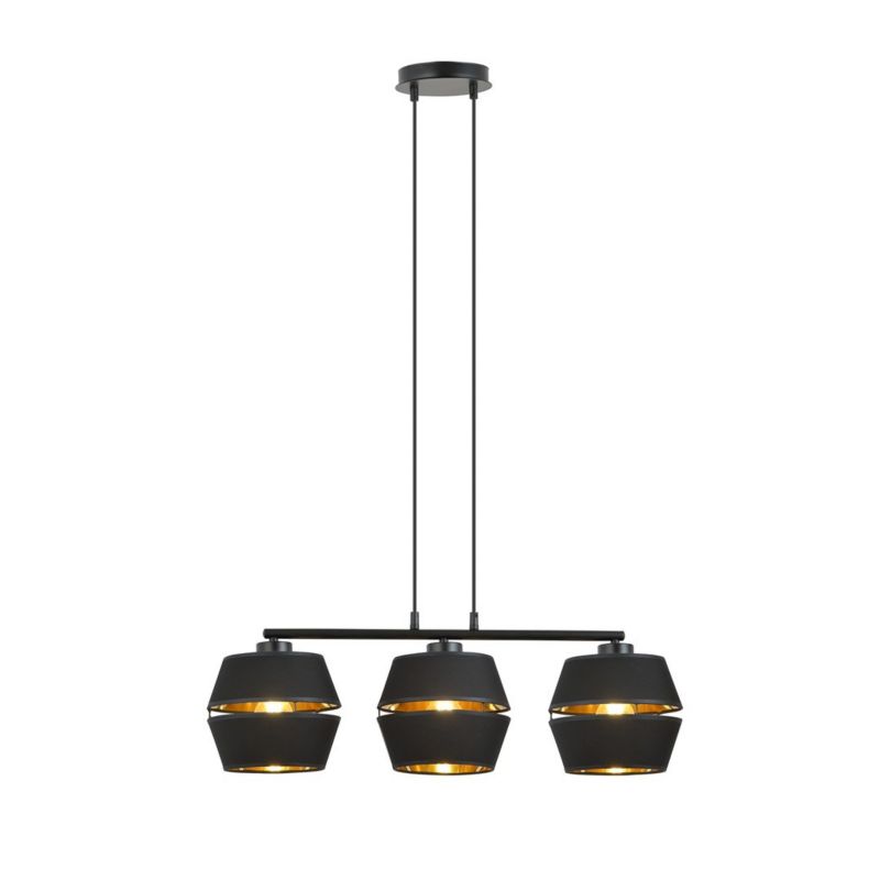 Lampa sufitowa Emibig Piano czarno-złota wym: 85 x 75 x 15 cm 3xE27 x 15W 1 szt.