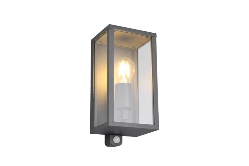 Kinkiet zewnętrzny z czujnikiem Trio Garonne antracyt 1 x E27 x 60W IP44 wym: 29 x 14 x 15 cm - 1 szt.