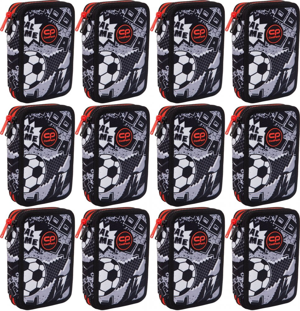 12x Piórnik szkolny CoolPack Jumper 2 Grey Ball, 2-komorowy, z wyposażeniem
