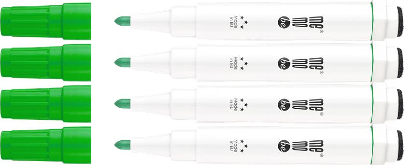 4x Marker suchościeralny/do flipchartów MemoBe MM351, z magnesem i gąbką, okrągła, 1-3mm, zielony