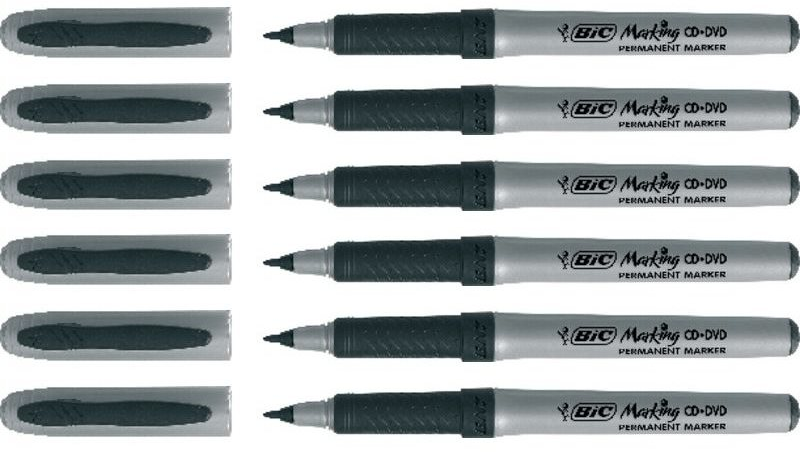 6x marker Bic Ultra Fine, do płyt CD/DVD, okrągła, 0.8mm, czarny