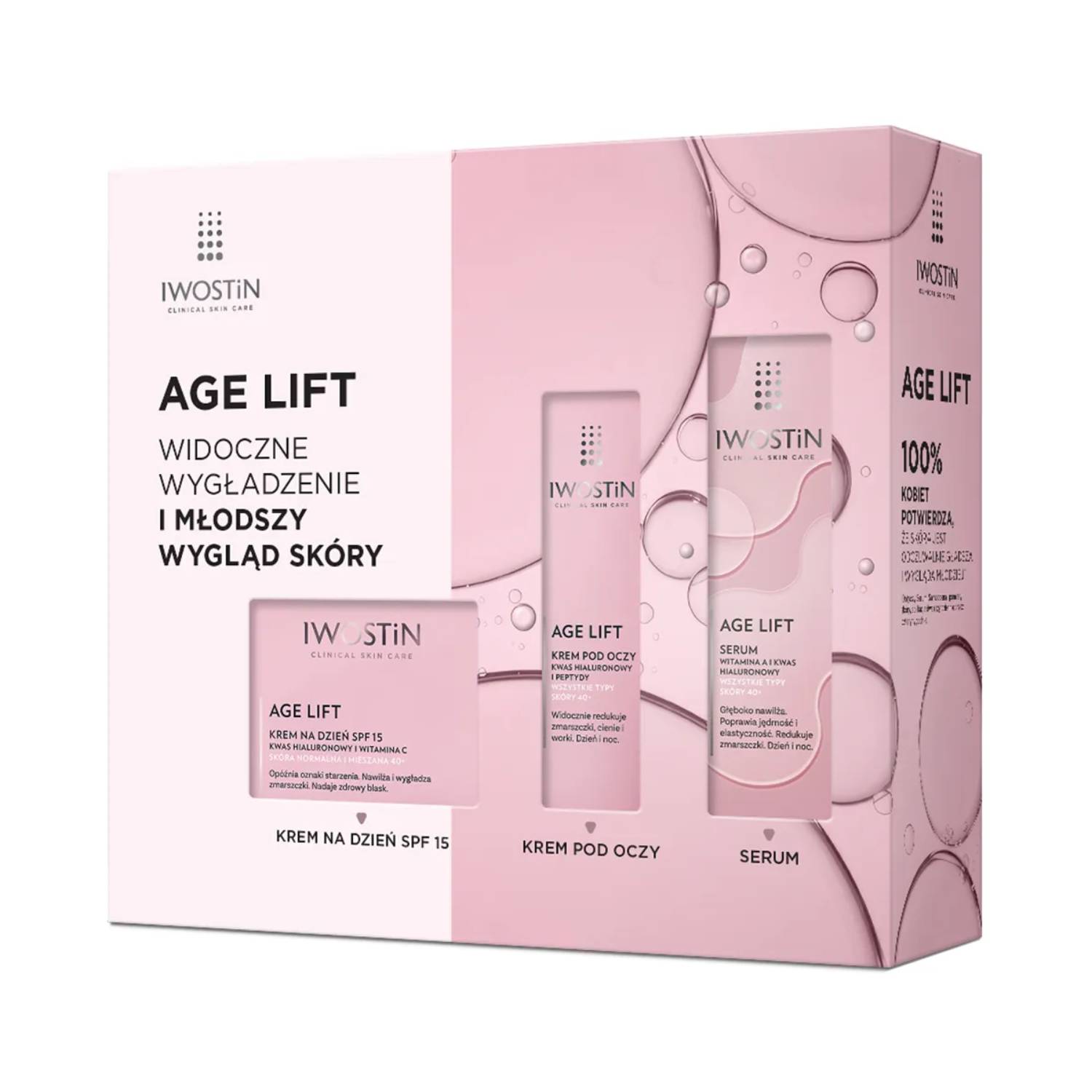 Iwostin age lift - krem na dzień do skóry normalnej i mieszanej spf 15, 50 ml + krem pod oczy, 15 ml + serum 30 ml, 1 komplet
