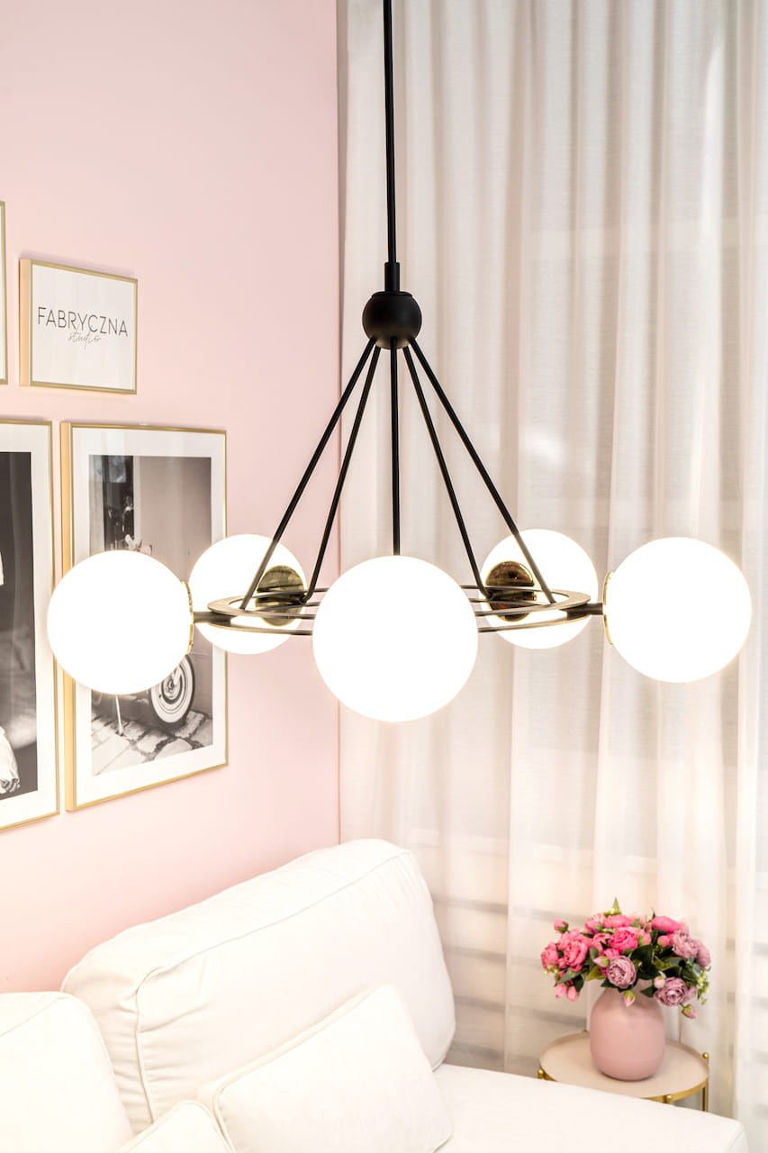 Argon Amalfi lampa wisząca 5x15W opal mat/czarny/mosiądz 2119