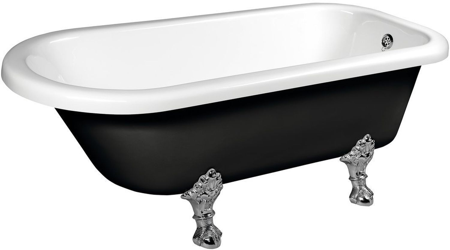 Polysan Foxtrot wanna wolnostojąca 170x75 cm czarno-biała z łapami chrom 72961