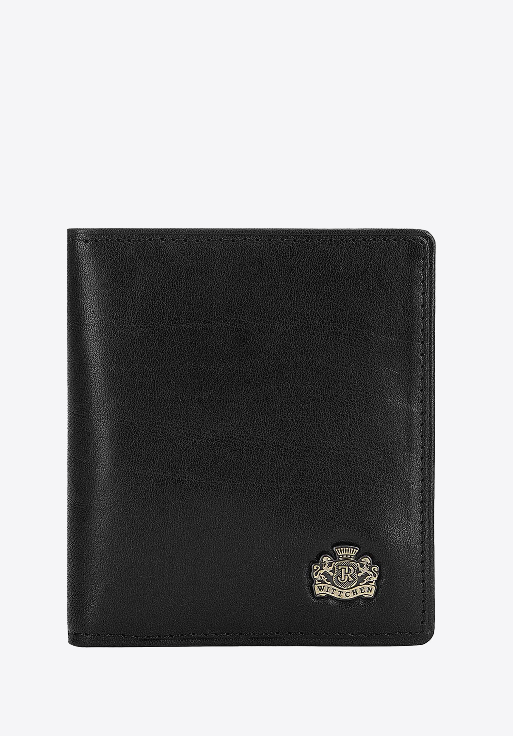 Etui na karty ze skóry z herbem bez zapięcia czarne