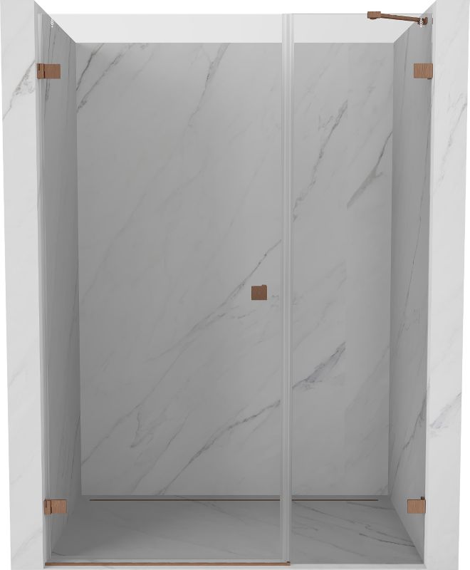 Drzwi prysznicowe uchylne Mexen Lunar-B miedź szczotkowana 130 cm 1 szt.