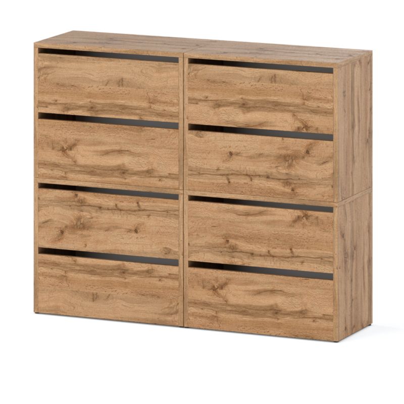 Duża Szafka Na Buty Stiv-Meble 8 Drzwi 4 Moduły 120Cm Dąb Wotan 120X36X100 Cm 1Szt.