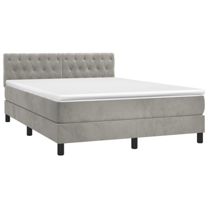 Łóżko kontynentalne WaszeMeble 140x190 cm jasnoszare WM-3134579 1 szt.