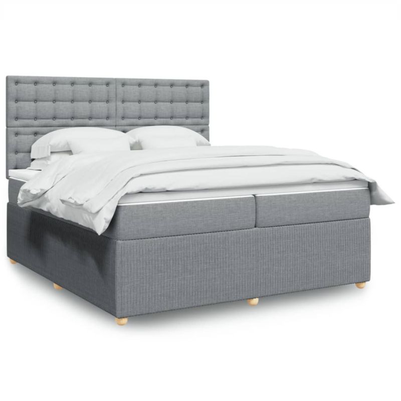 Łóżko kontynentalne WaszeMeble 200x200 cm jasnoszare WM-3294477 1 szt.
