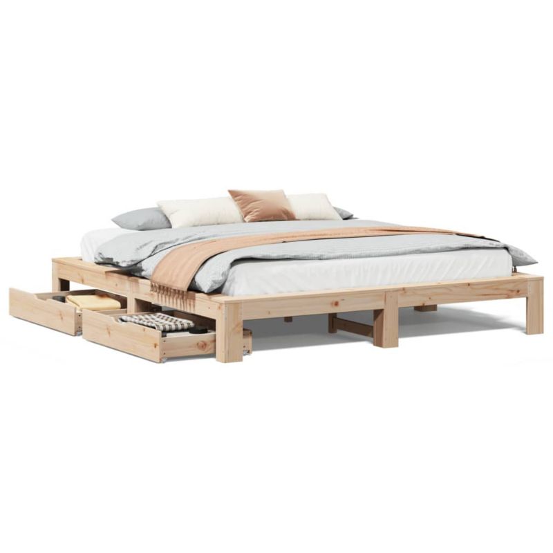 Łóżko drewniane WaszeMeble 200x200 cm brązowe WM-3308987 1 szt.