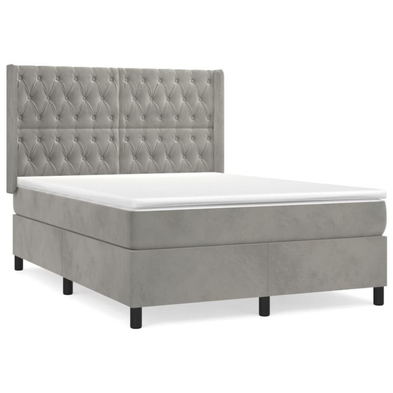 Łóżko kontynentalne WaszeMeble 140x190 cm jasnoszare WM-3132855 1 szt.