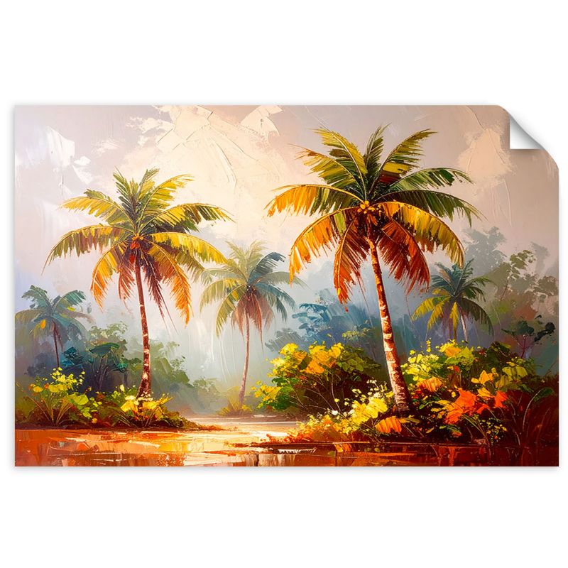 Plakaty samoprzylepne do salonu sypialni Feeby Drzewa palmowe dżungla imitacja farby 90x60cm 1szt