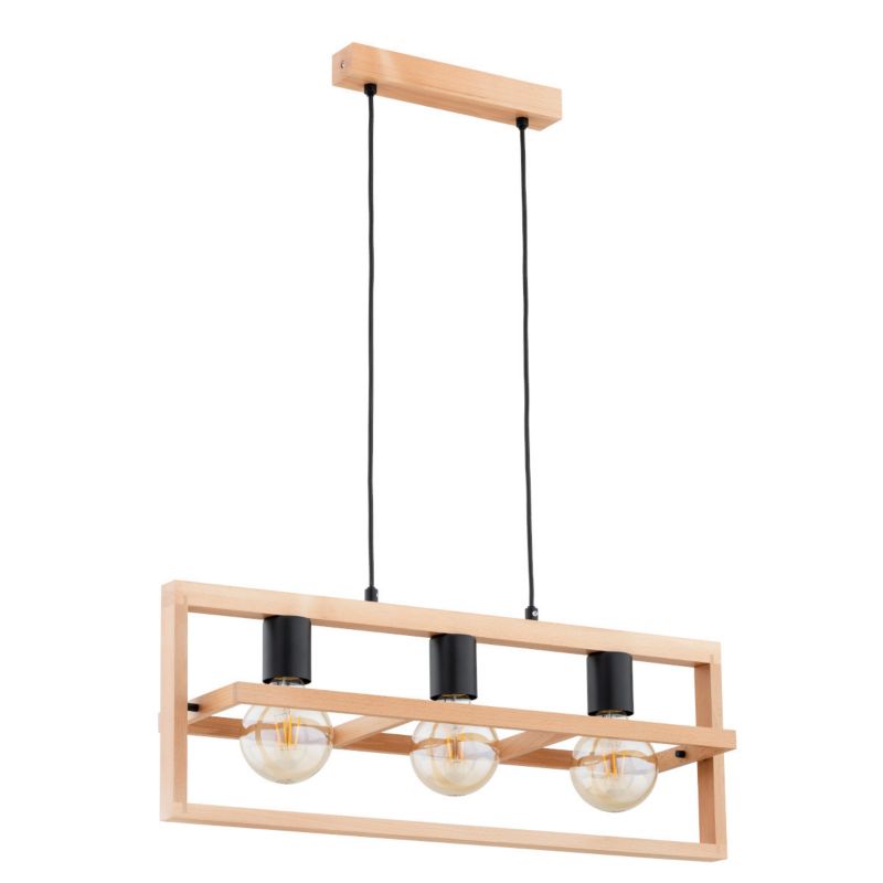 Lampa wisząca Alfa Rezon 4641 jasne drewno-czarna nad stół 3xE27 x 15W 1 szt.