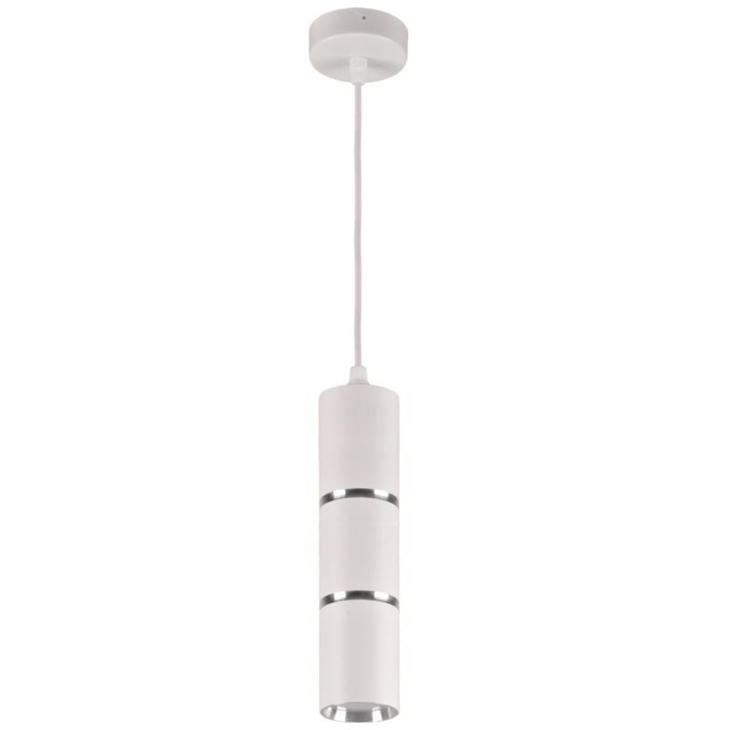 Lampa wisząca Polux Bamboo biało-srebrna punktowa tuba nad stół 1xGU10 x 10W 1 szt.