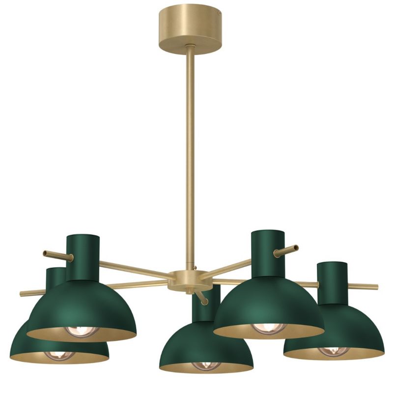 Lampa wisząca Luminex Estate Mini ciemna zieleń-złoty mat wym: 50 x 62 x 62 cm 5xE27 x 15W 1 szt.