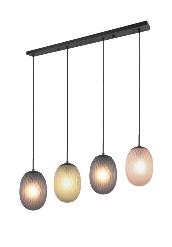 Lampa wisząca Trio Facette 6842 czarna-dymiona-bursztynowy-zielona nad stół 4xE27 x 1 szt.