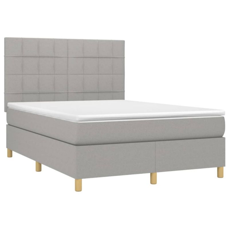 Łóżko kontynentalne WaszeMeble 140x200 cm jasnoszare WM-3135437 1 szt.