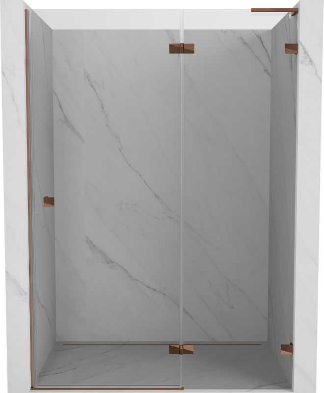 Drzwi prysznicowe uchylne Mexen Lunar L różowe złoto 140x200 cm 1 szt.