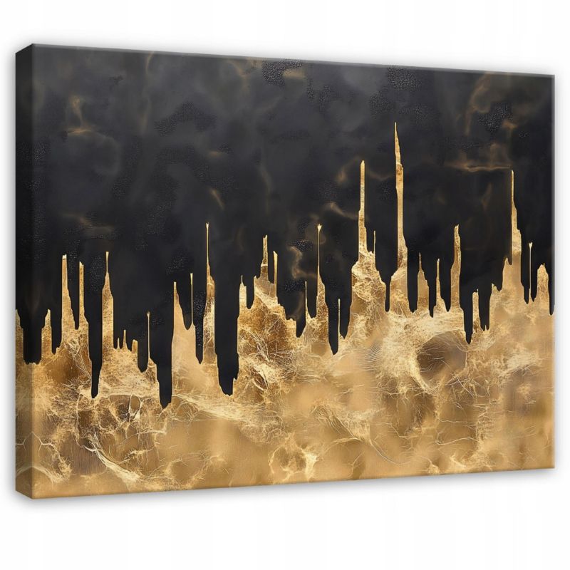 Obraz Abstrakcja Złoty Na Płótnie Canvas WALLARENA 100x70 cm Dekoracja Do Sypialni Salonu Kuchni 1 szt.