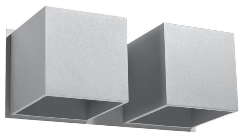 Kinkiet ścienny Sollux Lighting Quad szary 2 x G9 x 40W IP20 wym: 12 x 26 x 26 cm - 1 szt.