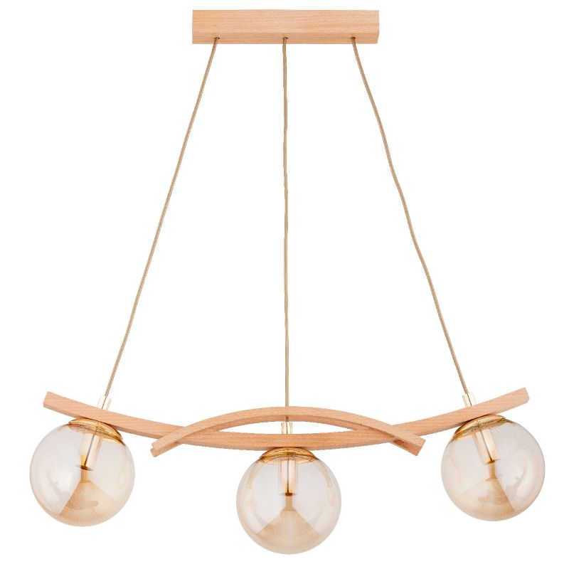 Lampa wisząca Alfa Sana 4955 jasne drewno-bursztynowy-złota nad stół 3xE14 x 10W 1 szt.
