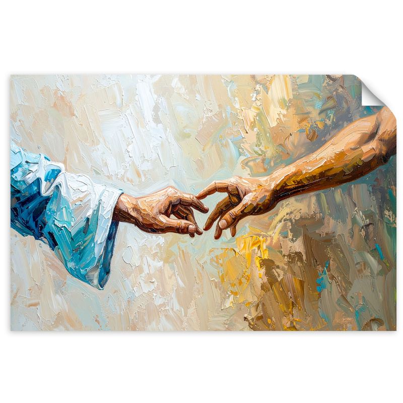 Naklejki samoprzylepne do salonu sypialni Feeby Stworzenie Adama imitacja farby 150x100cm 1szt